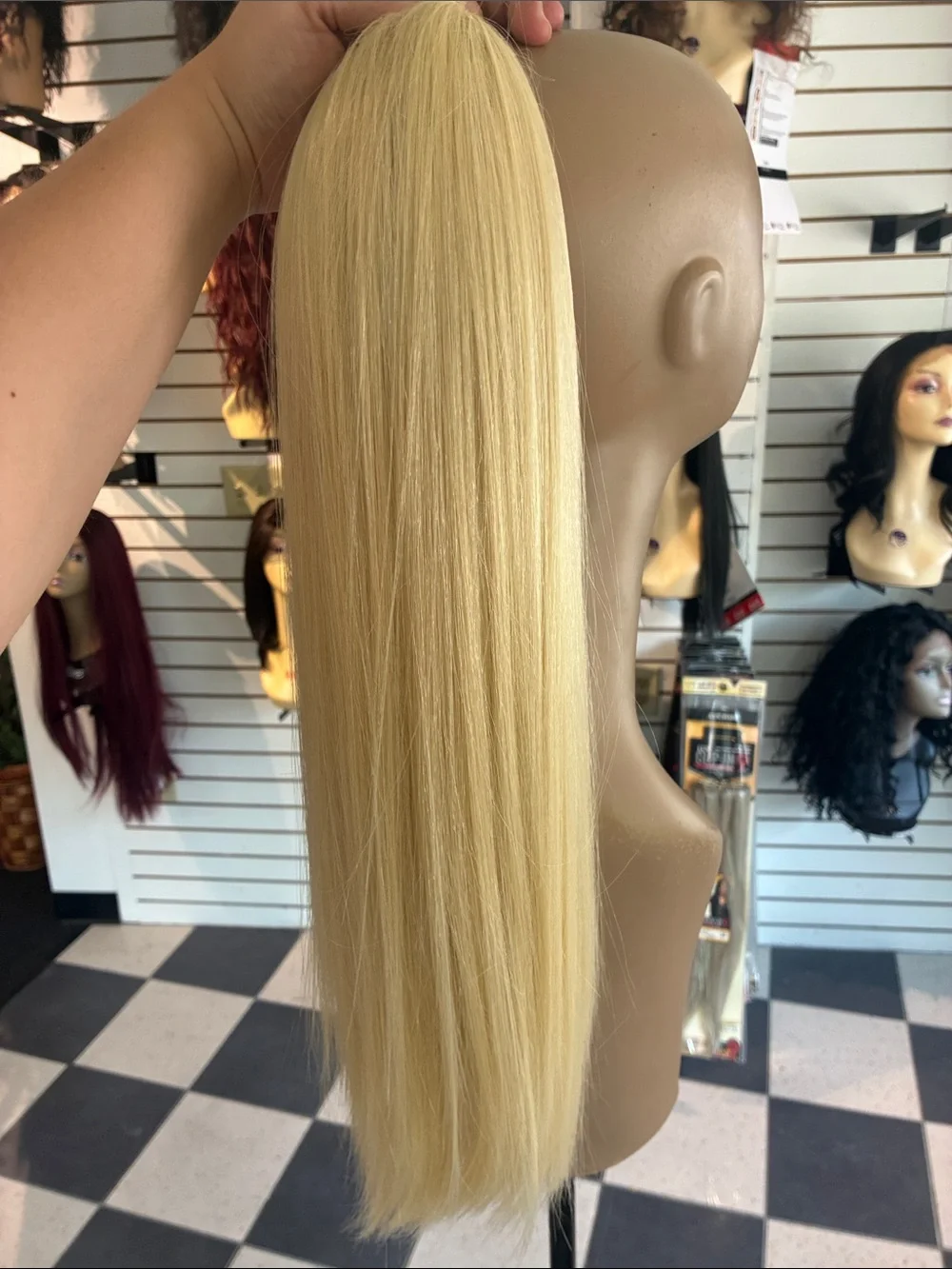 Blonde Straight Women's Hairpiece - Sleek Long ponytail cheer, dance, and casual